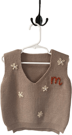 Personalized Knitted Vest/ Knitted Sweater/ Sleeveless Sweater/ Monogram Sweater Vest/ Toddler/ Kid's/ Baby/ Hand Embroidered Name/