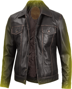 Men's Dark Brown Leather Jacket | Vintage-Style Button-Up | Classic Slim Fit Trucker Jacket