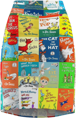 Dr Seuss Books Women&#39;s Pencil Skirt, Teacher Reading School Gift, Literature Print Apparel, Nerd Bookworm Outfit, Educational Clothing