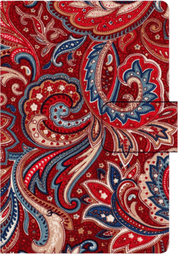 Paperback Book Cover Large Paisley Red and Blue Fabric Book Cover With Hook & Loop Closure