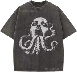 Cryptozoology Shirt Octopus Graphic Tee Retro Kraken Comfort Colors Crewneck Folk Horror Gift for Him Weird Cryptid Tshirt Mystical Clothes