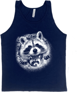 Mens Raccoon Tank Top - Animal Graphic Tee for Women - Cute Shirt - Nature Shirt