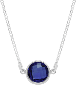 Blue Sapphire Choker Necklace for Women in Sterling Silver, Lab Created Blue Sapphire Jewelry, September Birthstone Necklace