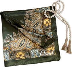 Olive Green Silk Head Scarf, Custom gift for women for Christmas, Silk Scarf for Hair, Large Satin Silky Head Wrap, Personalized Scarf
