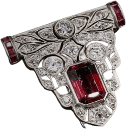 Red Emerald & Pink Baguette Cut CZ Stone Brooch, Vintage Inspire Art Deco Brooch, Antique Openwork Retro Brooch, Anniversary Gift Brooch