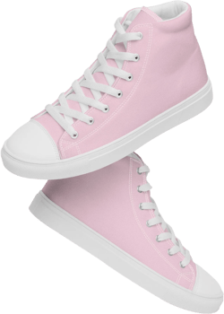 Solid Pastel Pink Printed Canvas Shoes, Lace Up High Top Womens Sneakers, Light Pink Fashion Sneakers, Trendy Aesthetic Shoe,Girlfriend Gift