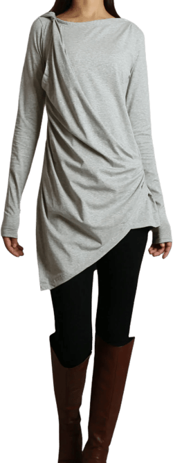 Tunic tops for women, cotton tunic dress, long sleeve t-shirt, long top, dark blue cotton top(Y1041)