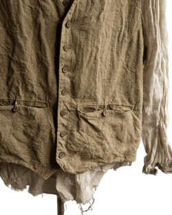 Men&#39;s linen waistcoat MILL. Linen vest vintage waistcoat antique clothing classical raw linen hand stitched avant garde natural grey old