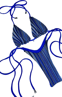 Handmade Reversible Crochet Cobalt Blue Bikini Swimsuit Set With Evil Eye Charm | Greece Cycladic Europe Mediterranean