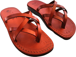 Brown Genuine Leather Sandals for Women, Women's Summer Sandals, Ladies Flip-Flops, Flats, Thongs, Comfort Walking, CRISSCROSS