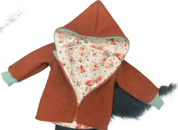 Walk jacket Walk Rust cuffs in mint roses with zipper and hood customise