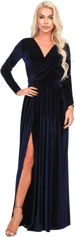 Velvet Dress, Bridesmaid Dress, Navy Blue Dress, Evening Gown, Maxi Dress, Long Sleeve Dress, Wedding Guest Dress, Gown Dress, Elegant Dress