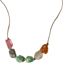 Custom raw stone necklace, hand knotted cord necklace, beaded birthstone necklace, boho crystal necklace, gift for mom, unisex jewelry gift