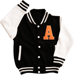 Child Varsity Jacket w/ Monogram Patch Letterman Jacket Personalized Varsity Font Sports Jacket for Kids Birthday Gift Boy Girl (EB3513P)