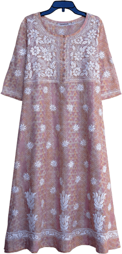 Ayurvastram CHANDRIKA Chanderi Silk Hand Embroidered A Line Tunic Dress Kurta: Made to Order/Customizable
