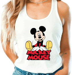 Mickey Mouse Tank Top, Mickey Sitting Tank Top for Her, Classic Mickey Mouse Crop Top, Magical Kingdom Racerback, Summer Disney Trip V-Neck