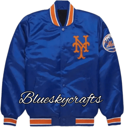 New York Mets MLB Satin varsity bomber jacket with embroidery logos ,satin bomber jacket men, satin varsity jacket men, satin jacket men.