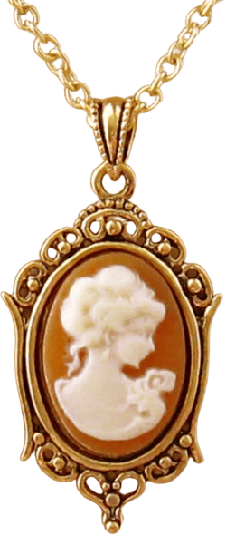 Small Caramel Cameo: Victorian Woman Peach Cameo Necklace, Antiqued Gold, Vintage Inspired Romantic Victorian Jewelry, Peach Cameo Necklace