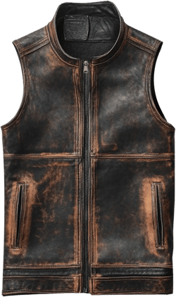 Handmade Distressed Brown Leather Vest – Vintage Western Cowboy, Biker Motorcycle Waistcoat
