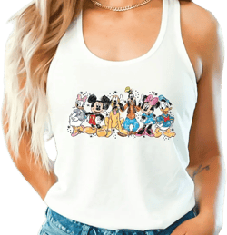 Disney Mickey and Friends Watercolor Tank Top, Disneyworld Tank Top for Her, Disney Squad Crop Top, Summer Disney Family Trip Racerback
