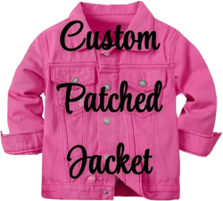 Kids Custom Patch Jean Jacket | Pink | Denim | Girls | Boys | Toddler | Kids | Personalized | Name | Chenille | Sequin | School | Spring