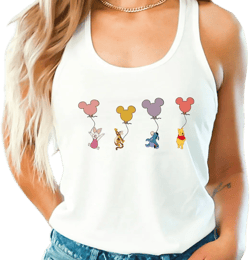 Mama Bear Tank Top, Winnie The Pooh and Friends Tank Top for Her, Mother&#39;s Day Crop Top, Balloon Friends Racerback, Summer Disney Trip Vneck