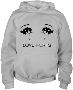 Anime Love Hurts Crying Eyes Youth Hoodie 4 colors, a Cute Anime Hoodie For Teenagers or Young At Heart Anime Lover. A Fun Trendy Anime Gift