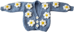 embroidery flower cardigan, Handmade Daisy Flower Cardigan crop Trendy cardigan, chunky flower jacket,baby girls clothing