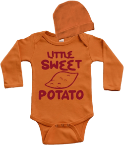Little Sweet potato outfit for baby,  Baby Costume, Pregnancy Reveal idea, Long Sleeve Baby  Bodysuit and Cap gift set