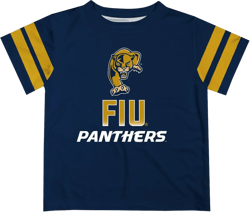 FIU Panthers Stripes Blue Short Sleeve Tee Shirt