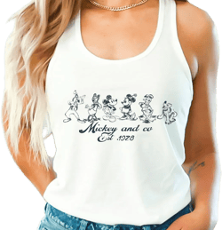 Mickey and Co Est. 1928 Tank Top, Disney Retro Tank Top for Her, Magical Kingdom Crop Top, Mickey And Friends Racerback, Vintage Style Vneck