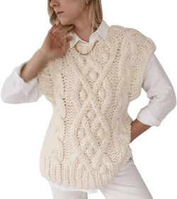Hand knit chunky wool sweater vest for women, modern cable knit waistcoat, oversized boho gilet, sustainable winter clothing, gift for her