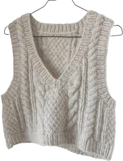 Cable knit sweater vest woman Wool chunky vest Cropped waistcoat sleeveless jumper College vest crop top Casual sweater Handmade knitwear