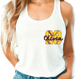 Custom Softball Name And Number Tank Top, Softball Game Day Tank Top for Her, Personalized Softball Fan Crop Top, Softball Season Racerback