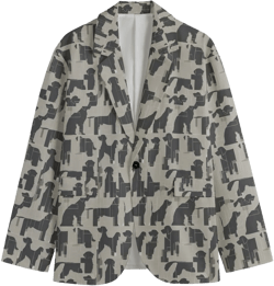 Abstract Neutral English Setter Gray Dog Blazer, Men&#39;s Cotton Blazer, Sport Coat, Smoking Jacket, Brutalist Mid Mod, Fluxus Bauhaus