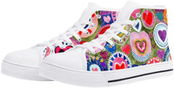Retro Heart High Tops | Converse Style High Tops | Womens Sneakers Canvas | Best Christmas Gift
