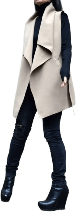 High Collar Vest/Asymmetrical Vest with Pockets /Wool Sleeveless Vest/Frankie Brushed Vest/Extravagant Vest/Belted Vest by FloAtelier/F1505