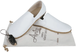 WOMEN Barefoot White Leather Handmade Classic Yemeni Shoes, Natural, Colorful, Slip-On