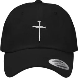 Nail Cross Embroidered Adjustable Relaxed Fit Hat, Christian Gift, Nail Cross Hat, Custom Christian Hat, Cross Hat, Easter Hat
