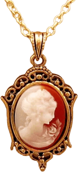 Small Peach Cameo: Victorian Woman Peach Cameo Necklace, Antiqued Gold, Vintage Inspired Romantic Victorian Jewelry, Delicate Cameo Necklace