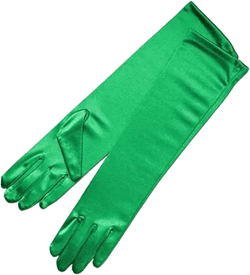 Kelly Green Satin Gloves 22&quot; Opera Gloves 19&quot; Above Elbo Gloves 15&quot; Below Elbo Gloves 9&quot; Wrist Womens Dress Gloves