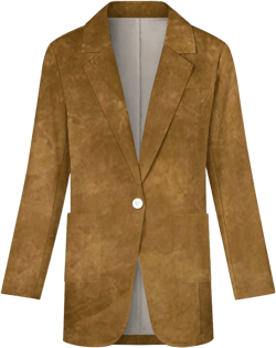 Women&#39;s Madison Avenue Dark Brown Suede Pattern Design Print Blazer Jacket (Initials Of Buyer Can Be Put On Cuffs At No Additional Charge)