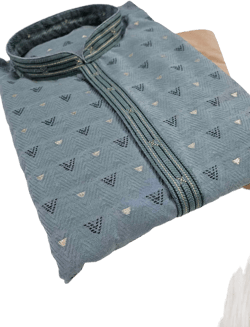 Sage Green Cotton Silk with Self and Golden Work 2 Piece Kurta Pajama Set, KP - 1149