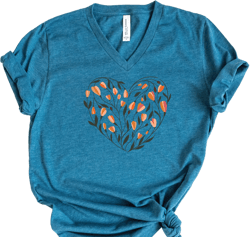 Wildflower V-Neck Shirt, Flower Shirt, Botanical Shirt, Nature Lover Shirt, Floral Shirt, Ladies Shirt, Plant Lover Gift