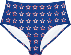 Patriotic Stars Blue High-Waist Hipster Bikini Bottom