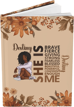 Personalized Black Girl Hardcover Journal, She IS Affirmation Notebook, Custom African American Woman Journal, Black Teen Notebook