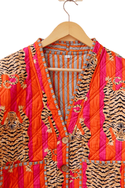 Cotton Quilted Jacket V-Neck New Style Spring Kantha Jacket Hand Block Print Floral Indian Women&#39;s Clothing Coat, Bohemian Jacket for Her
