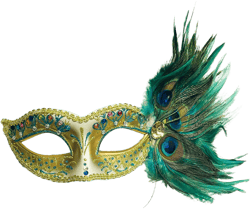 Peacock Feather Masquerade Mask for Women - Blue and Green Feathers with Rhinestones for Prom Masquerade Ball