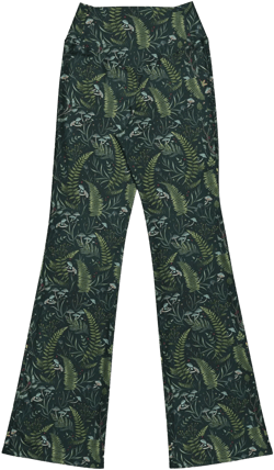 FERN Flare Yoga Leggings, High-Waisted Butt-Lifting Flared Leggings for Women, Nature Leggings, Mystical Witchy Leggings, Botanical Leggings
