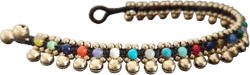 Belly Dance Gemstone Brass Anklet,Beaded Anklet, Beads Bracelet, Metal Beads,Women Anklet **The photo showing is 6mm bells**